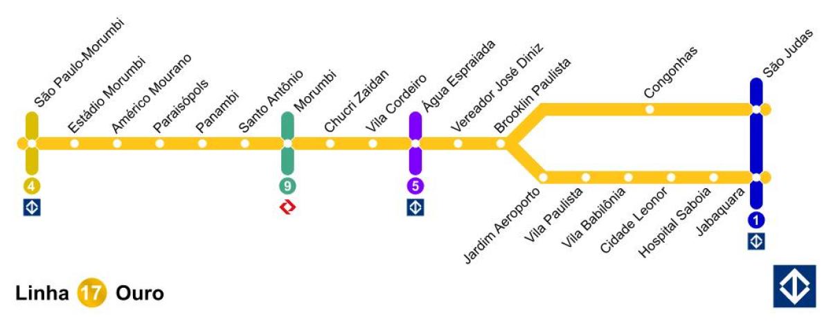 Térkép São Paulo monorail - Line 17 - Arany
