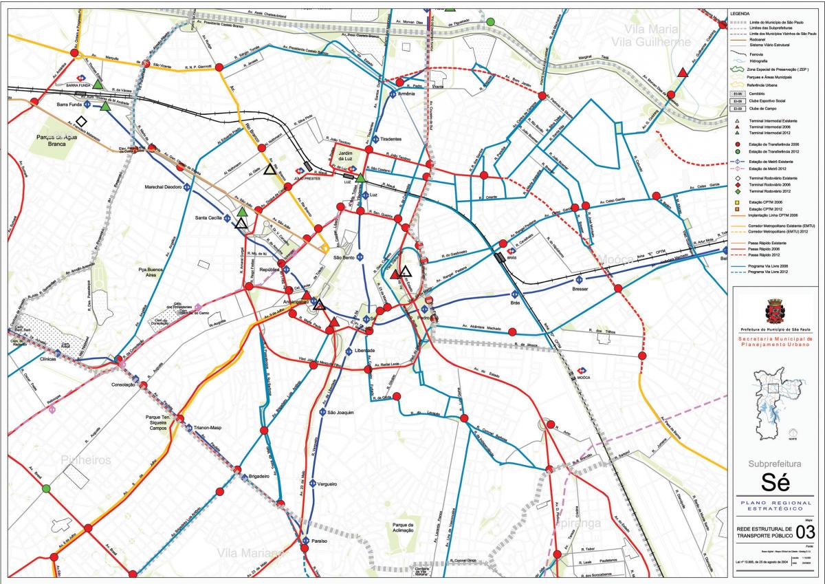 Térkép Sé São Paulo - tömegközlekedésben