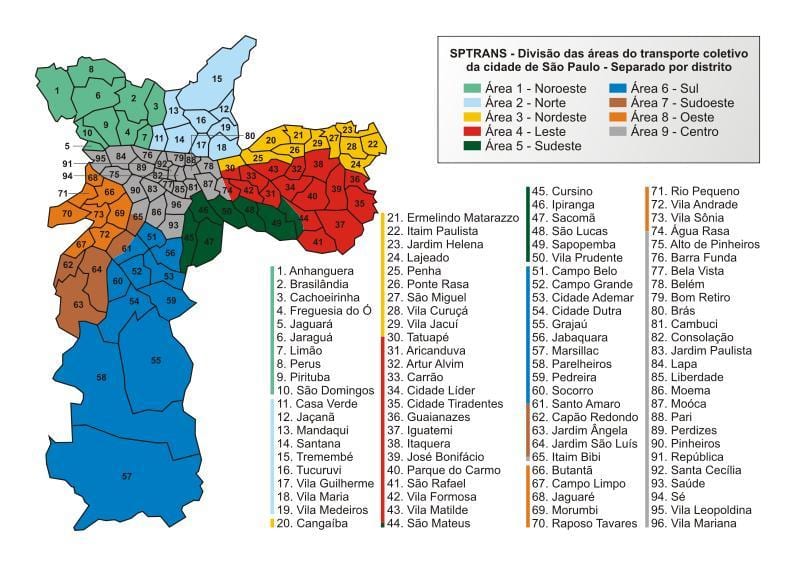 Térkép tömegközlekedési SPTrans