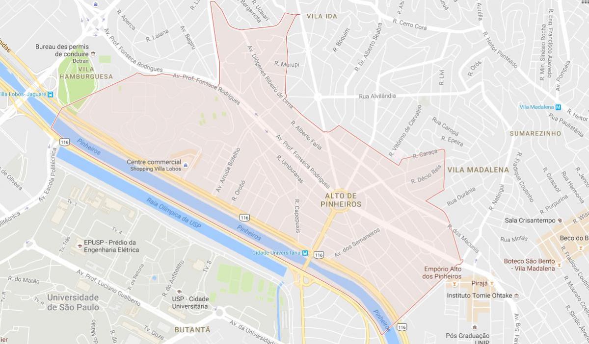 Térkép Alto de Pinheiros São Paulo