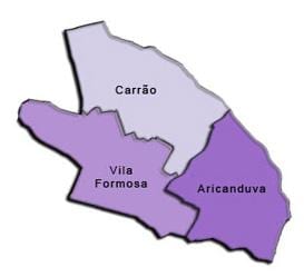 Térkép Aricanduva-Vila Formosa al-prefektúrában