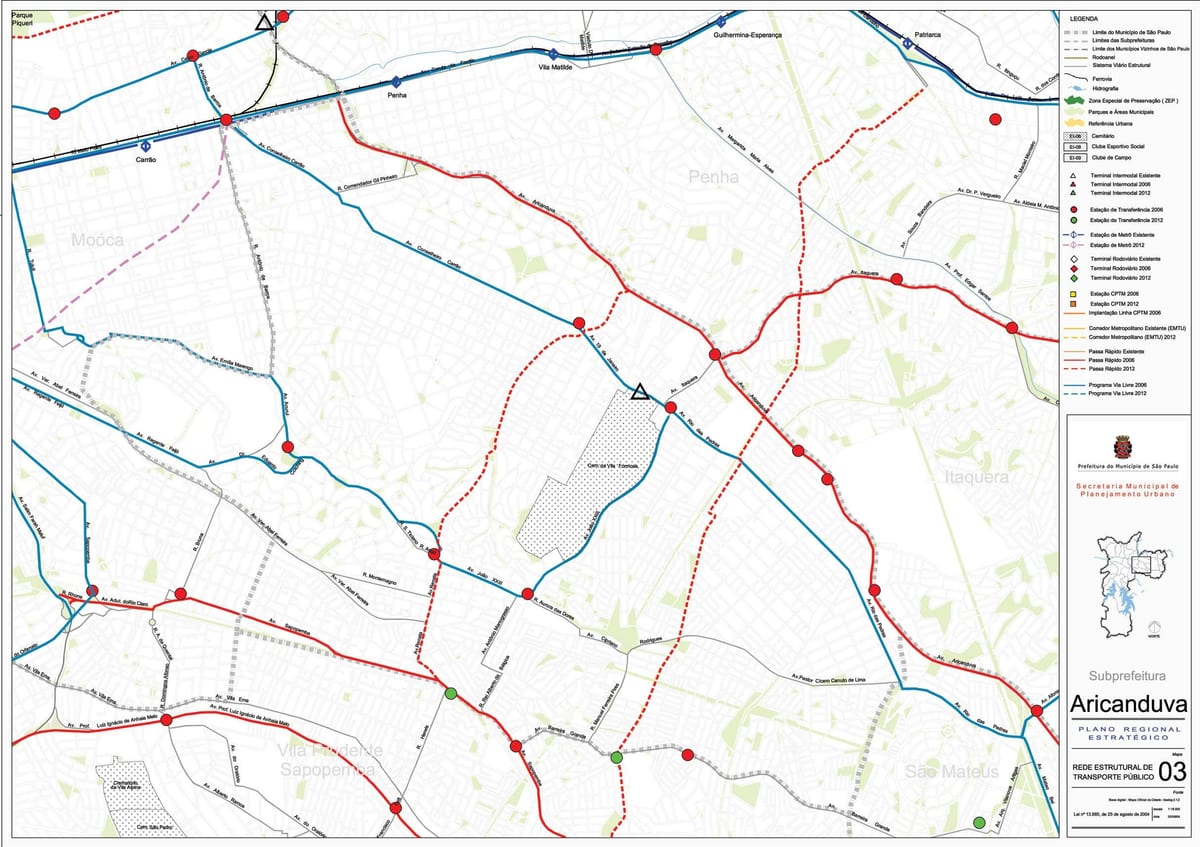 Térkép Aricanduva-Vila Formosa São Paulo - tömegközlekedésben