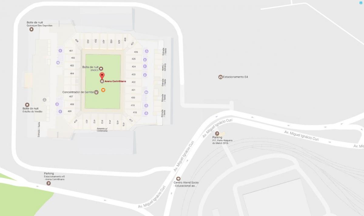 Térkép Aréna Corinthians - Hozzáférés