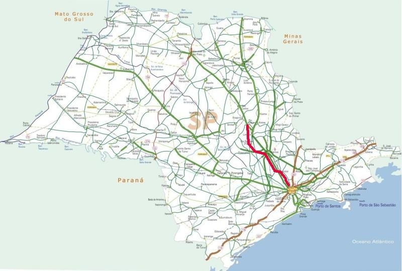 Térkép Bandeirantes autópálya - SP 348