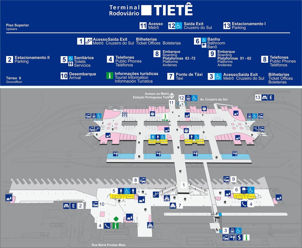 Térkép buszpályaudvar Tietê - felső emelet