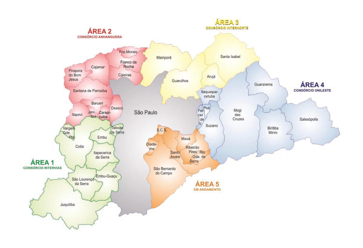 Térkép Concessão Áreas RMSP