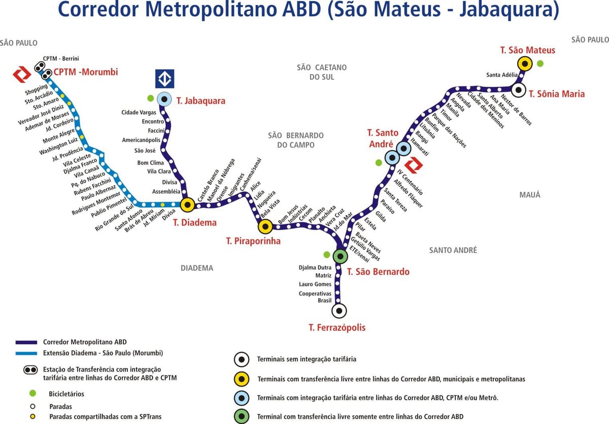 Térkép corredor metropolitano ABD