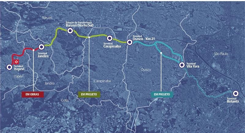 Térkép corredor metropolitano Itapevi