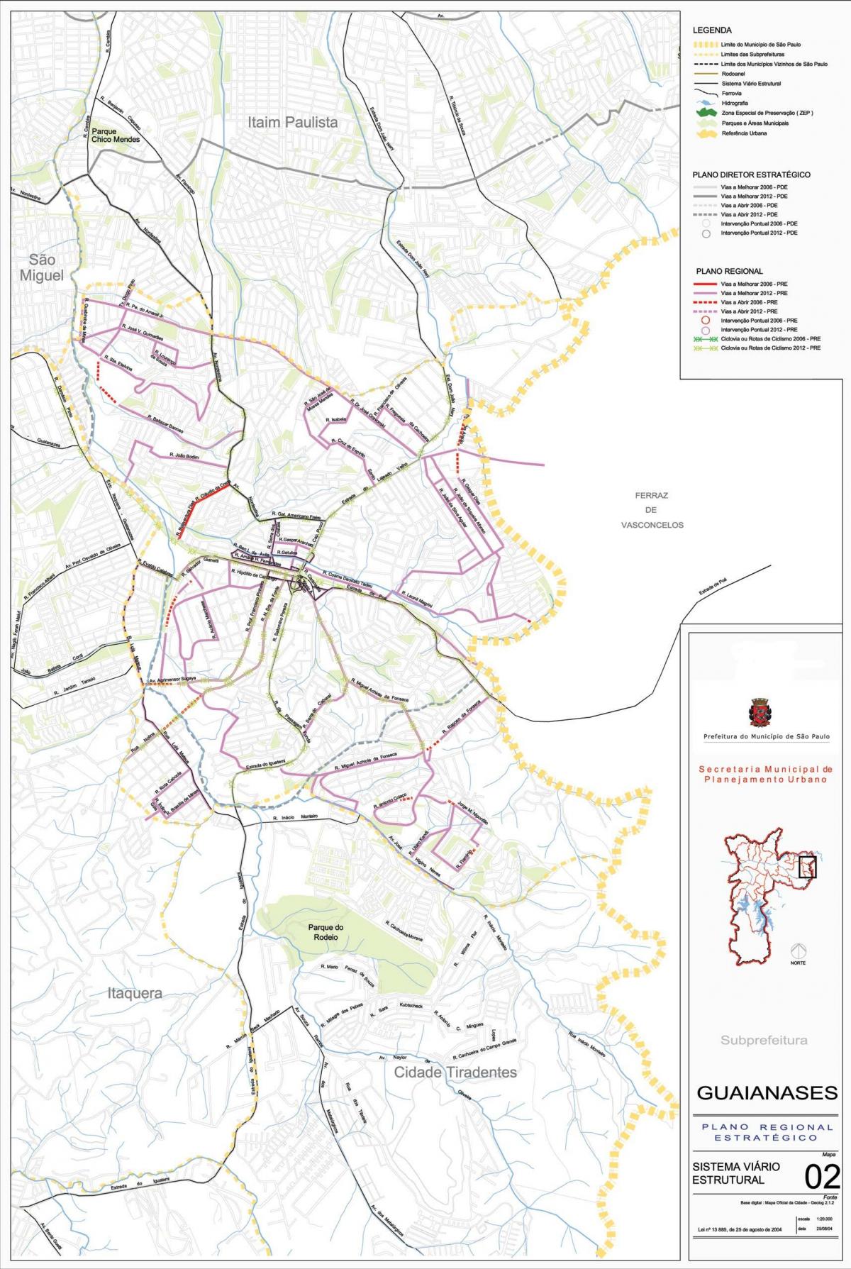 Térkép Guaianases São Paulo - Utak