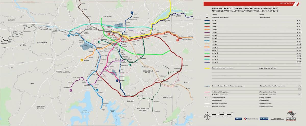 Térkép a közlekedési hálózat São Paulo