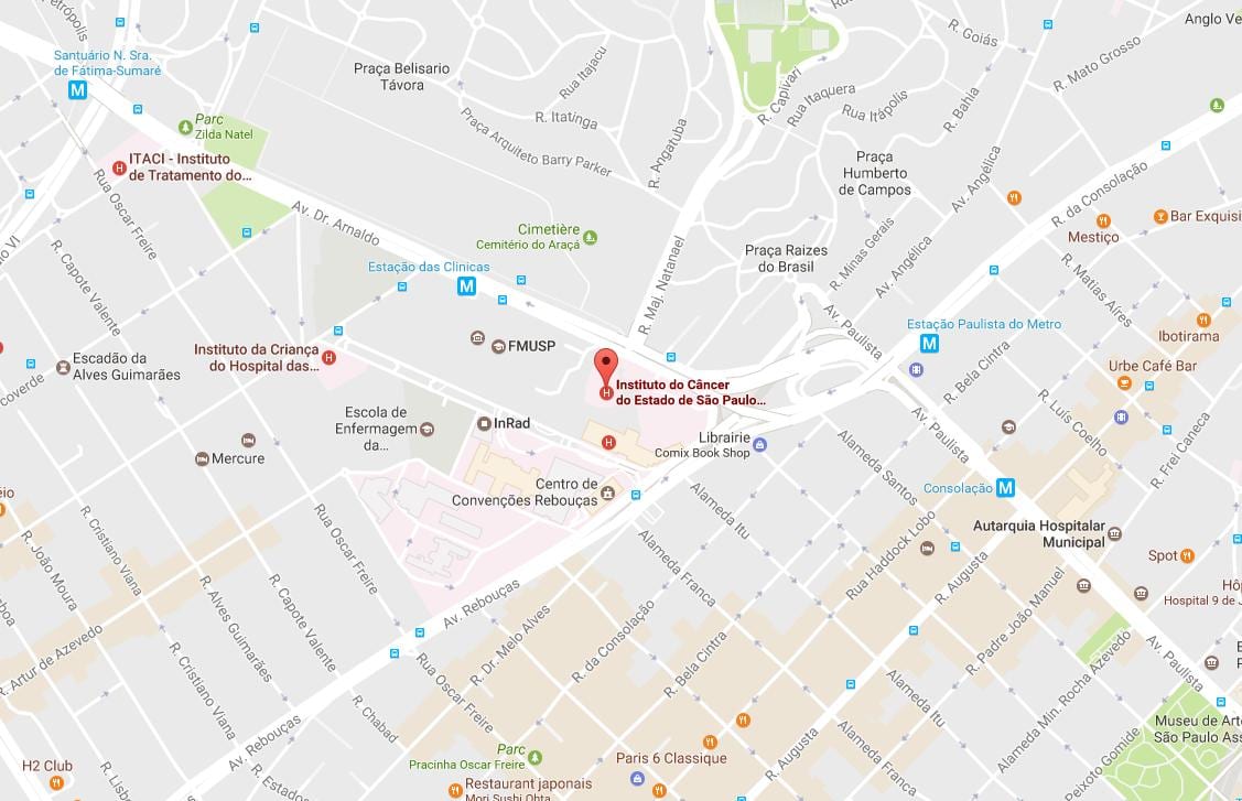 Térkép Institute of Cancer São Paulo