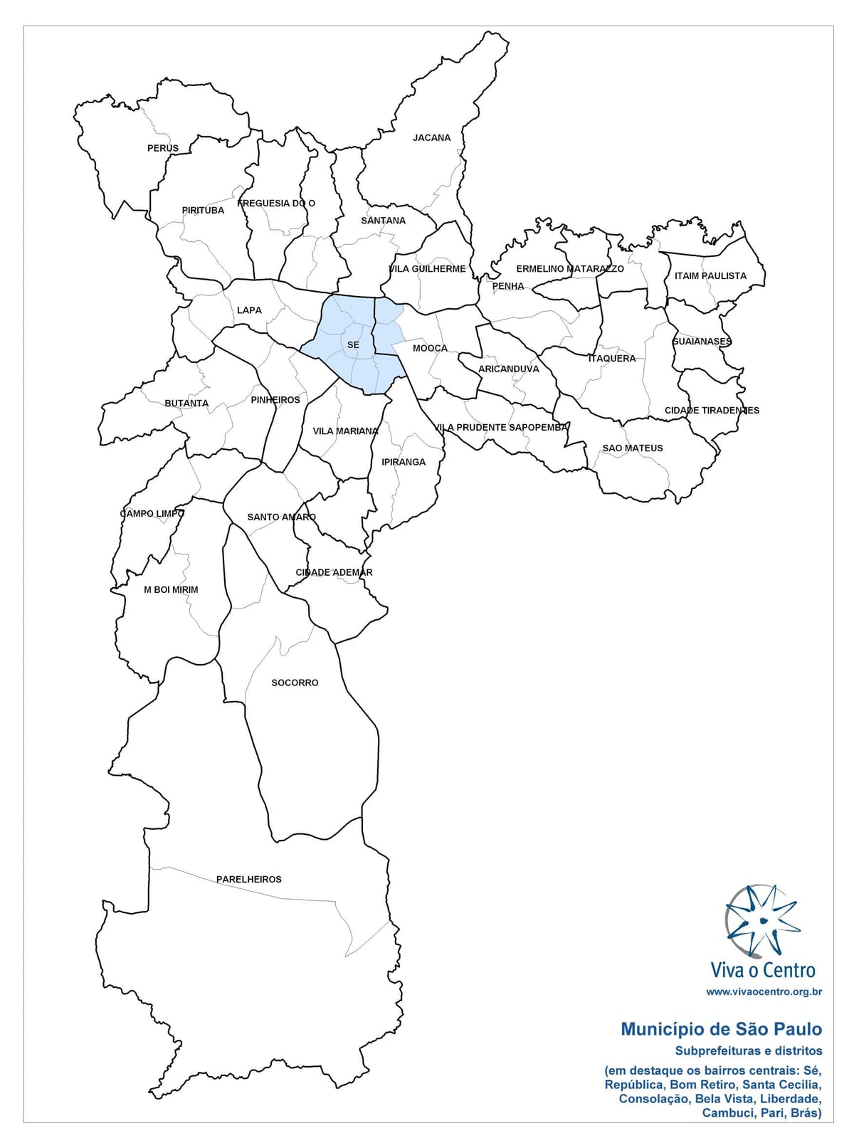 Térkép Központi zóna São Paulo