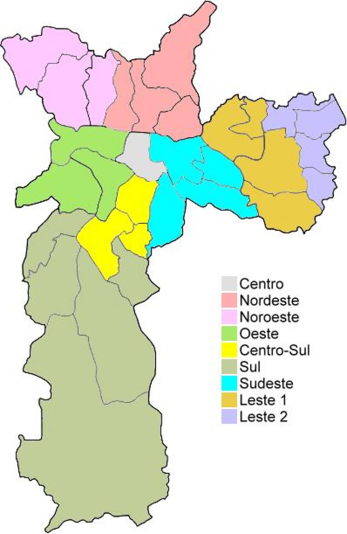 Térkép közigazgatási régiók São Paulo