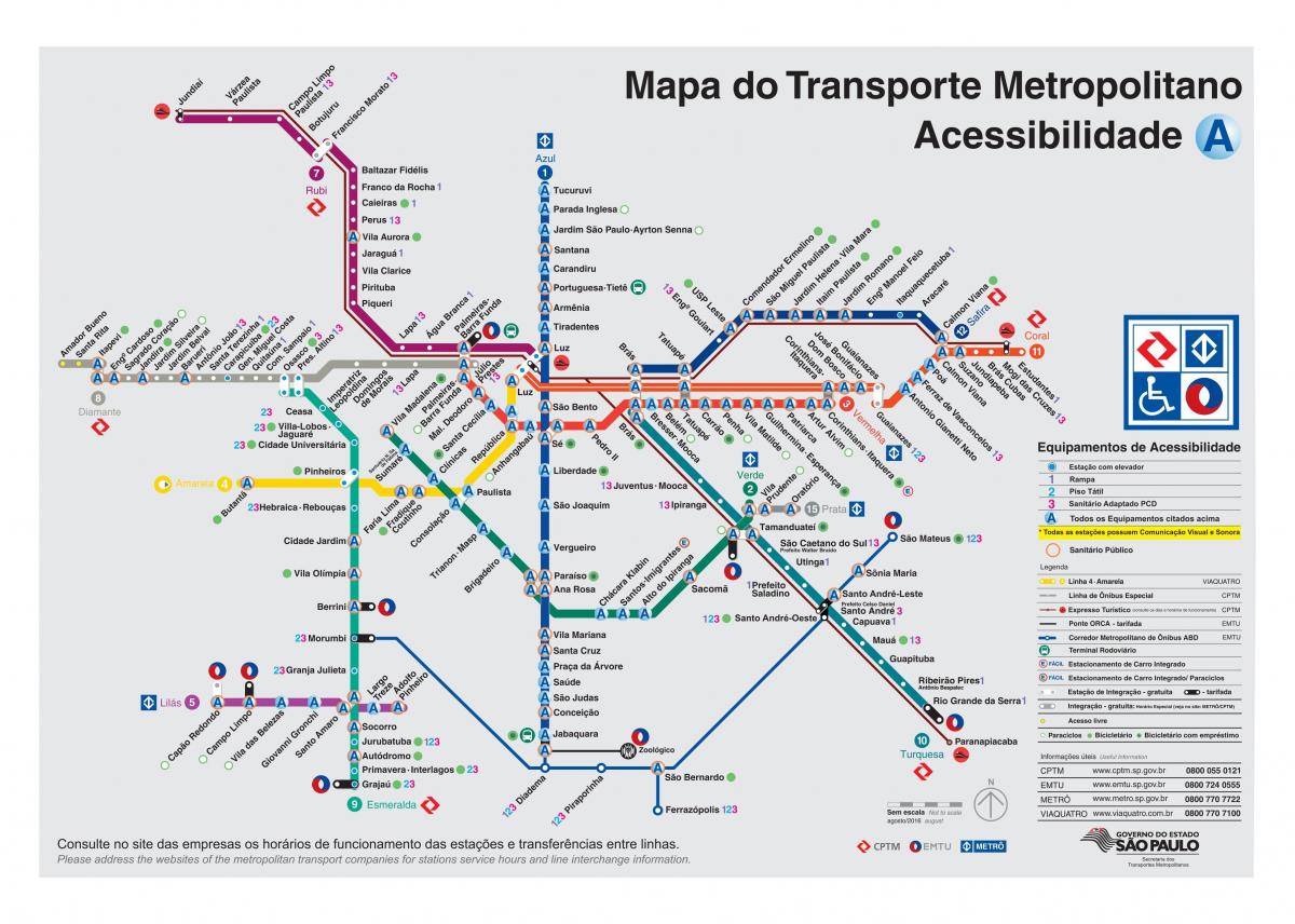 Térkép a közlekedési Sao Paulo - mozgássérült-Hozzáférés