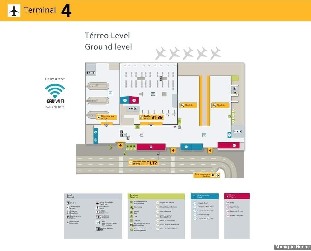 Térkép nemzetközi repülőtér São Paulo-Guarulhos - 4-es Terminál