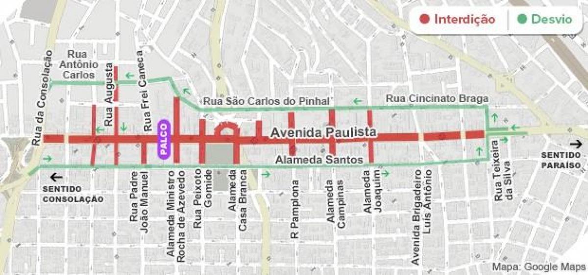 Térkép Paulista sugárút São Paulo
