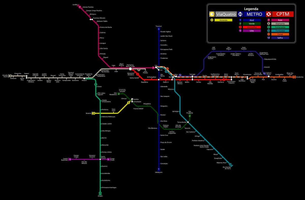 Térkép São Paulo CPTM metró
