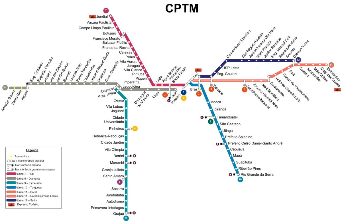 Térkép São Paulo CPTM