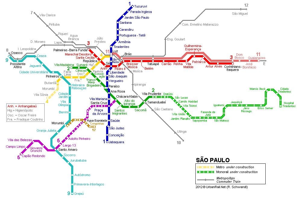 Térkép São Paulo egysínű