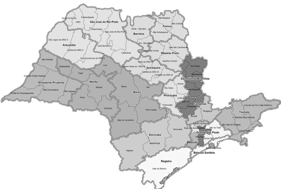 Térkép São Paulo fekete-fehér