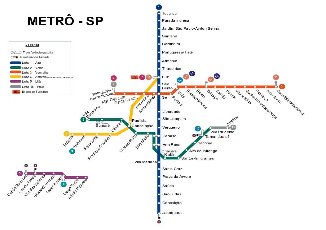 Térkép São Paulo metró