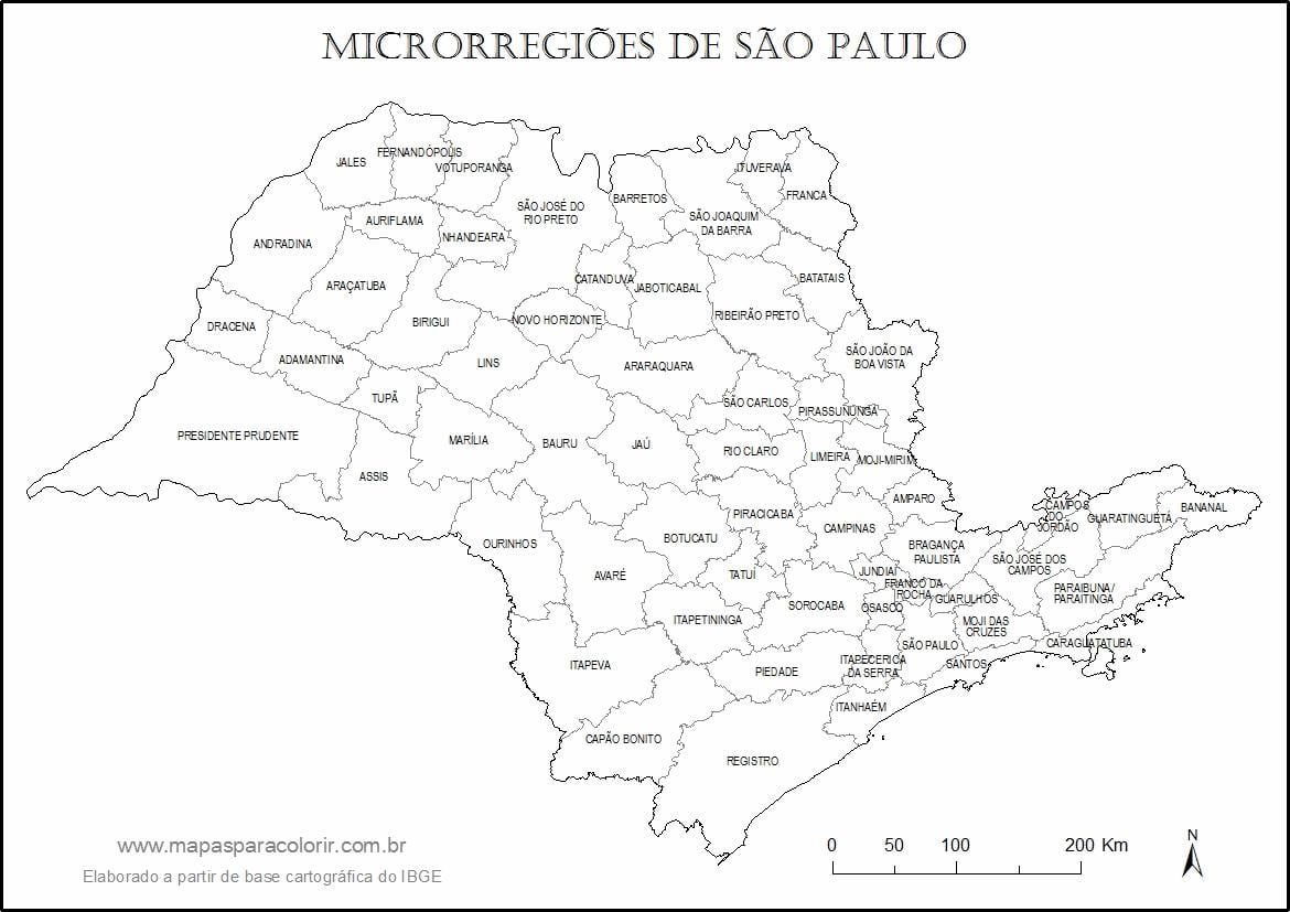 Térkép São Paulo szűz - mikro-régiók