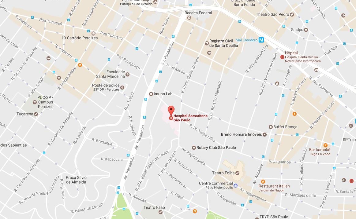 Térkép Samaritano São Paulo-i kórházban