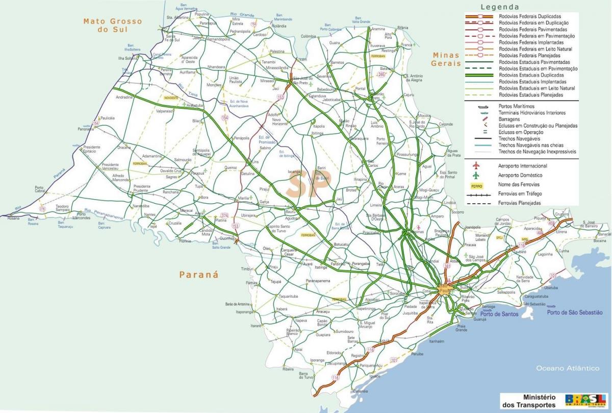 Térkép São Paulo autópályák