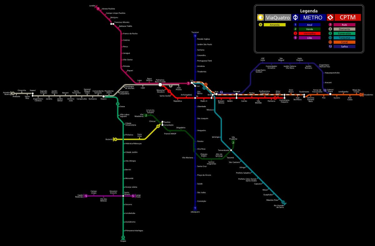 Térkép São Paulo CPTM metró