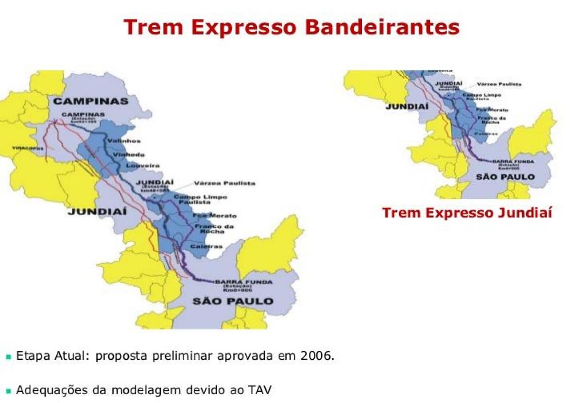 Térkép São Paulo Expresso Bandeirantes