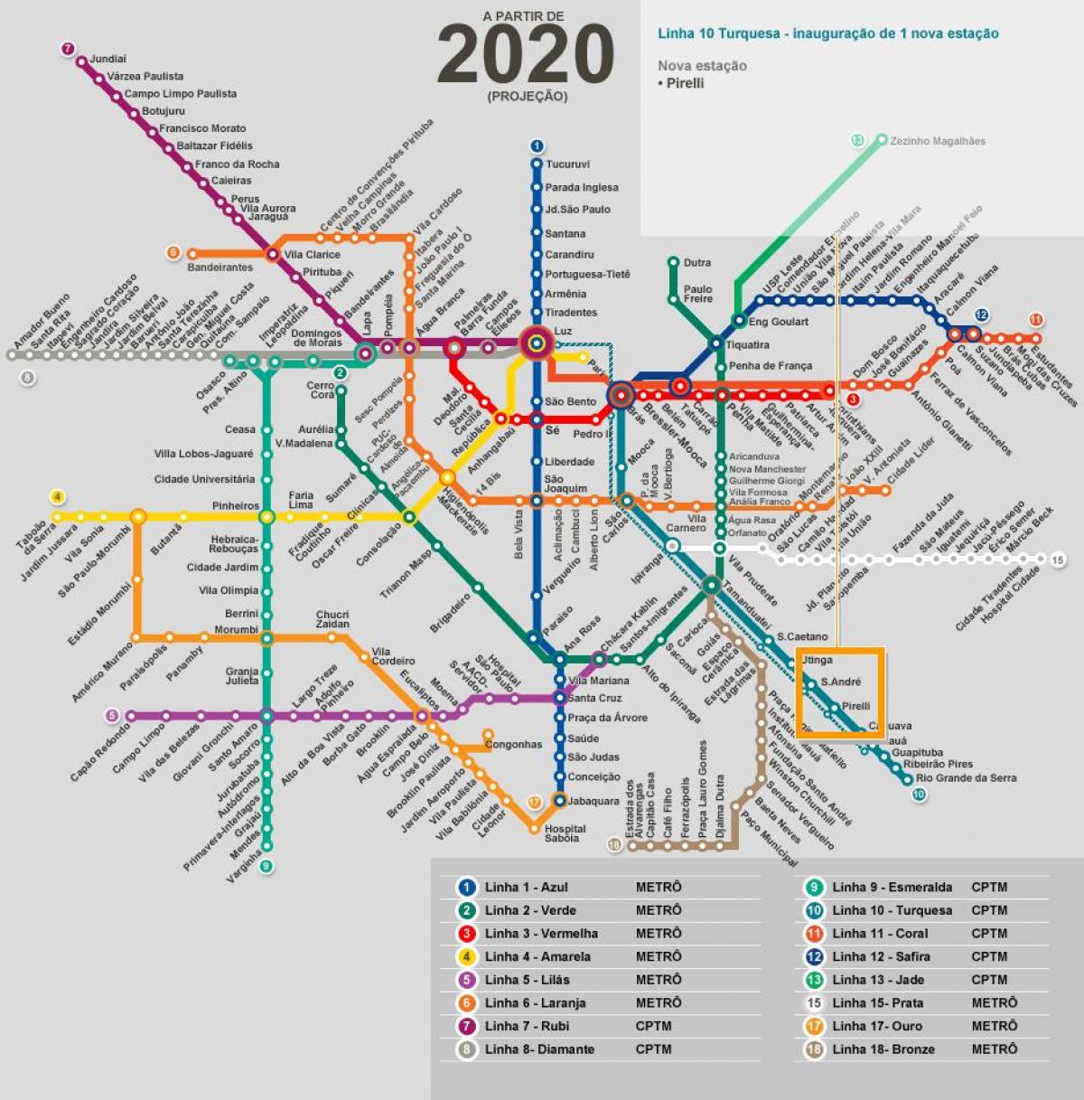 Térkép São Paulo hálózati metró