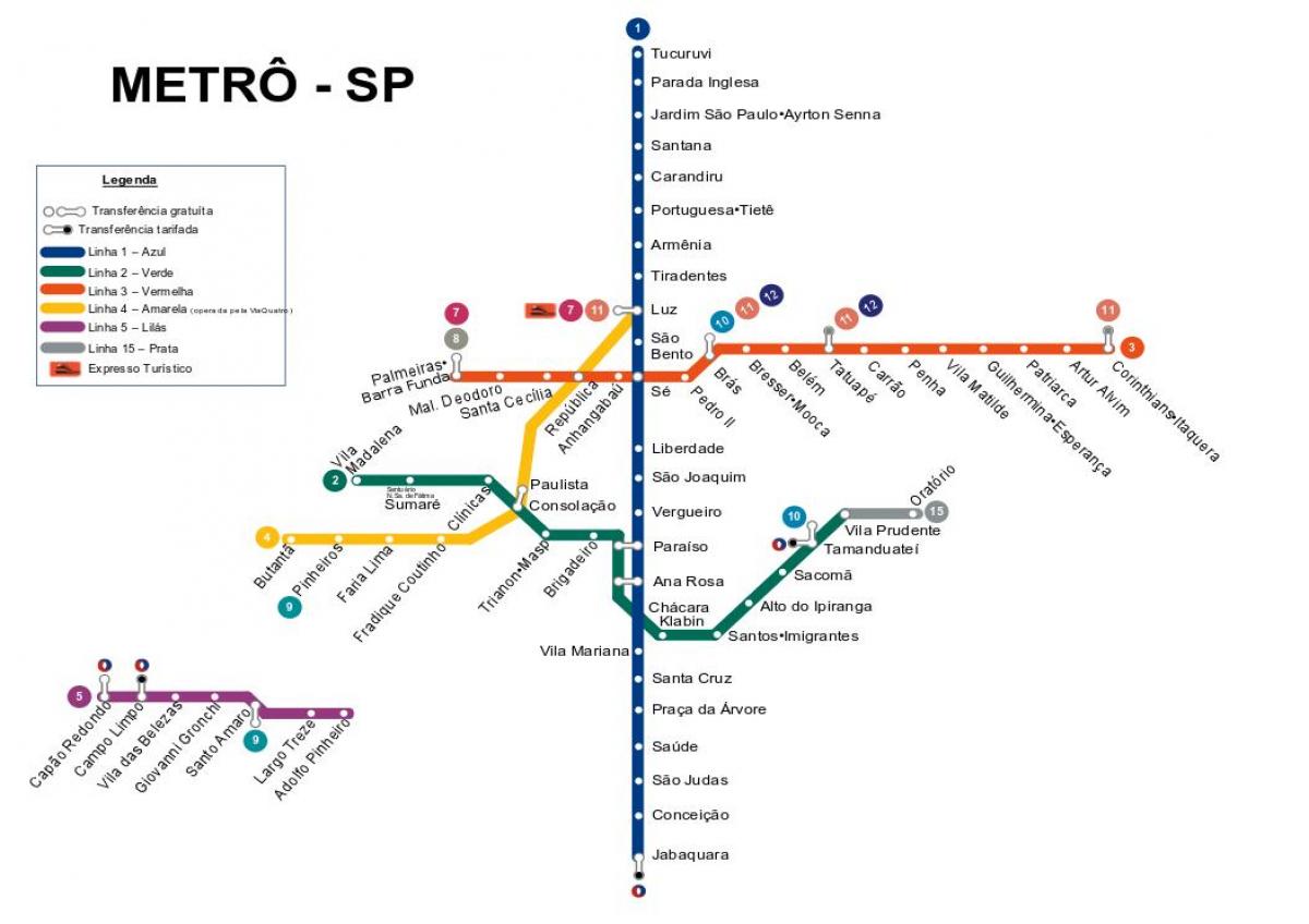 Térkép São Paulo metró