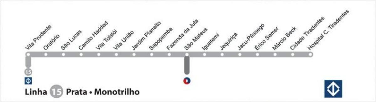 Térkép São Paulo monorail - Line 15 - Ezüst
