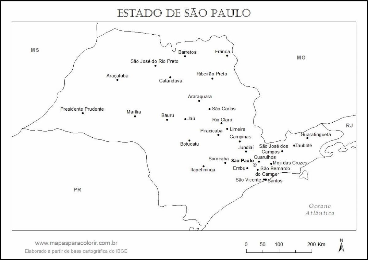Térkép São Paulo szűz - főbb városok