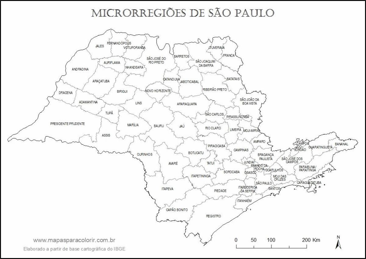 Térkép São Paulo szűz - mikro-régiók