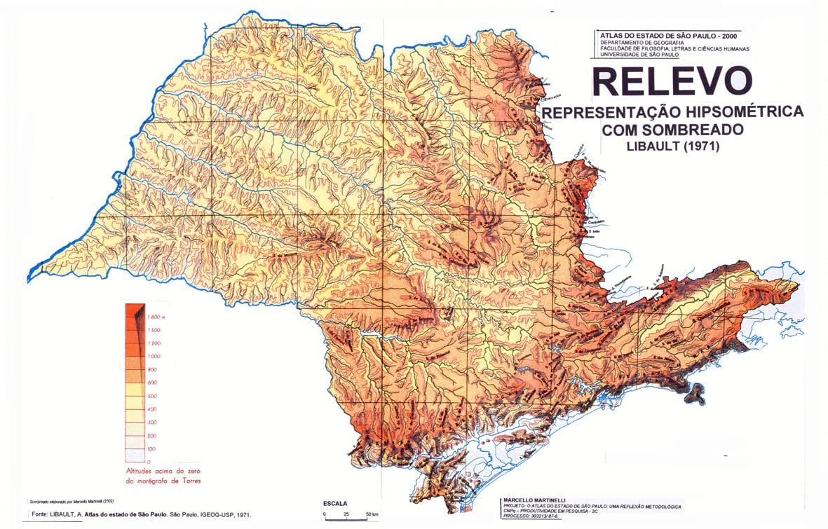 Térkép topográfiai São Paulo