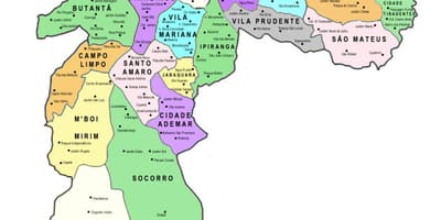 Térkép al-prefektúrák São Paulo