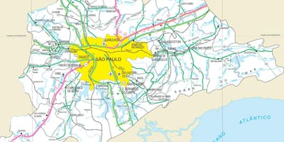 Térkép autópályák szélén São Paulo