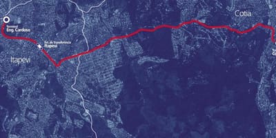 Térkép corredor BRT metropolitano Itapevi-Cotia
