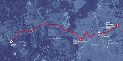 Térkép corredor BRT metropolitano Perimetral Alto Tietê