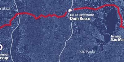 Térkép corredor BRT metropolitano Perimetral Leste