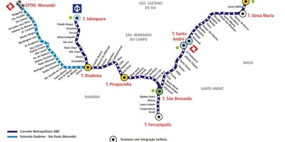 Térkép corredor metropolitano ABD