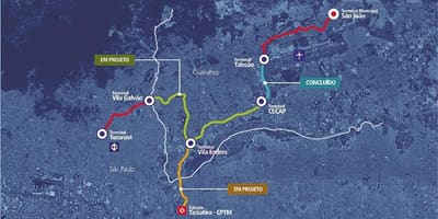 Térkép corredor Metropolitano Guarulhos - Tucuruvi
