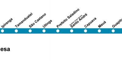 Térkép CPTM São Paulo - Line 10 - Türkiz