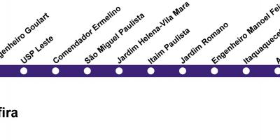 Térkép CPTM São Paulo - Line 12 - Sapphire