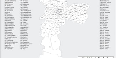Térkép kerületek São Paulo