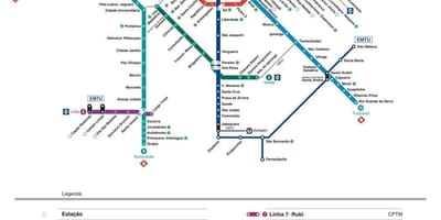 Térkép São Paulo CPTM közlekedés