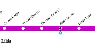 Térkép São Paulo metro - Line 5 - Lila