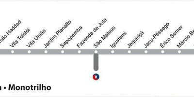 Térkép São Paulo monorail - Line 15 - Ezüst
