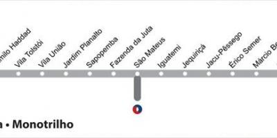 Térkép São Paulo metro - Line 15 - Ezüst